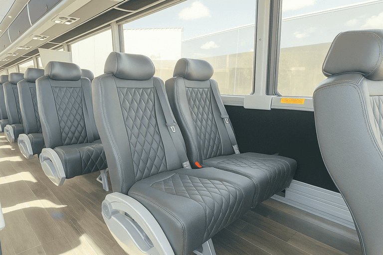 interior of Bus Rental Company Colorado Springs charter bus